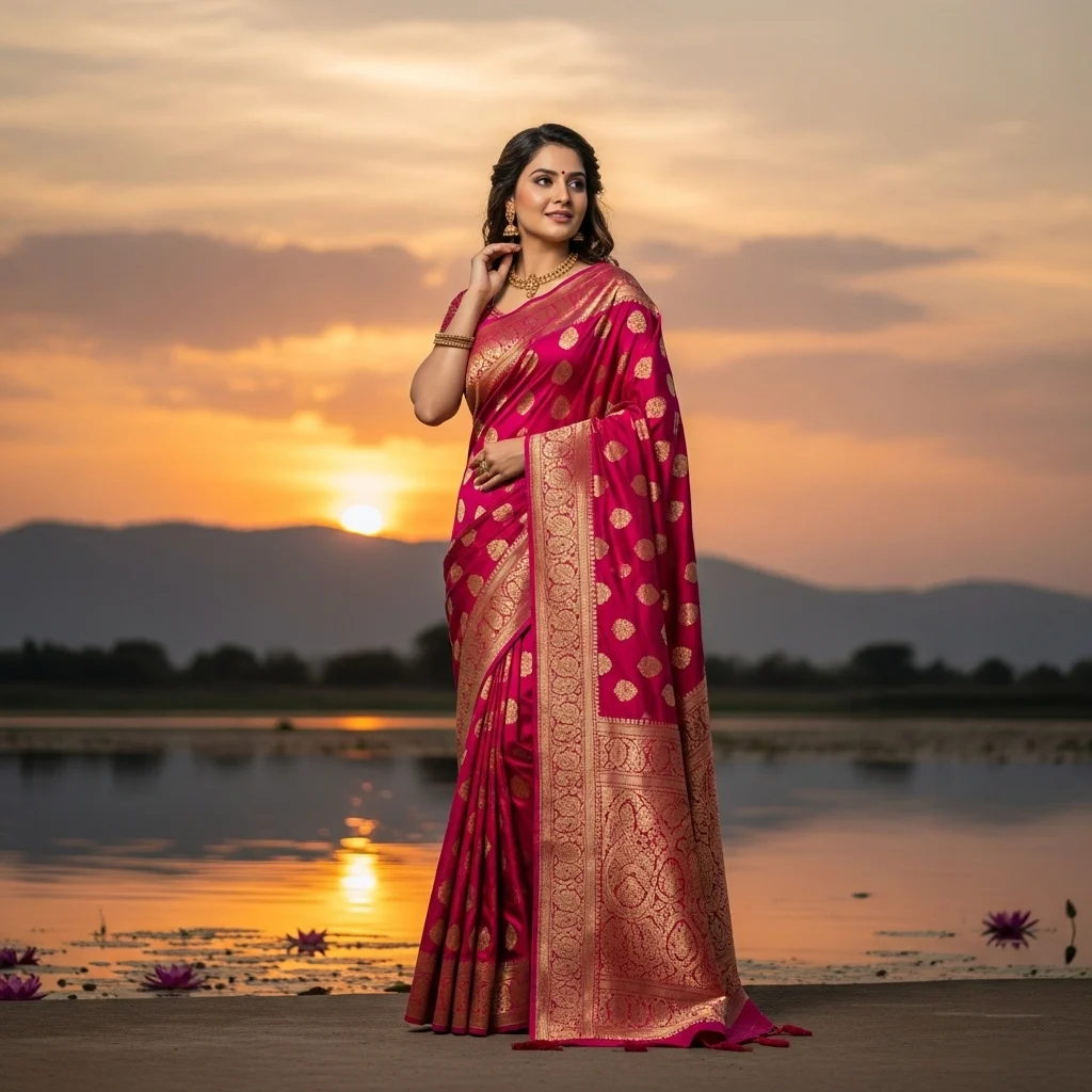 Aesthetic Captions for Saree