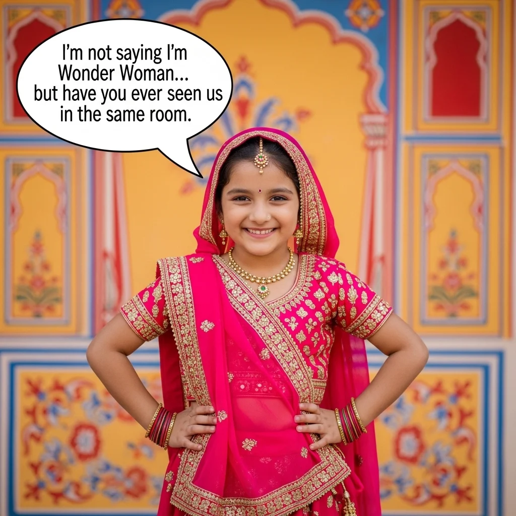 Funny Captions for Traditional Look for Girl
