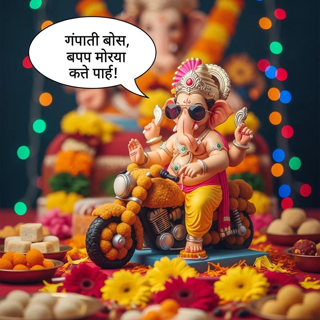 ЁЯШД Funny Ganpati Captions for Instagram Marathi