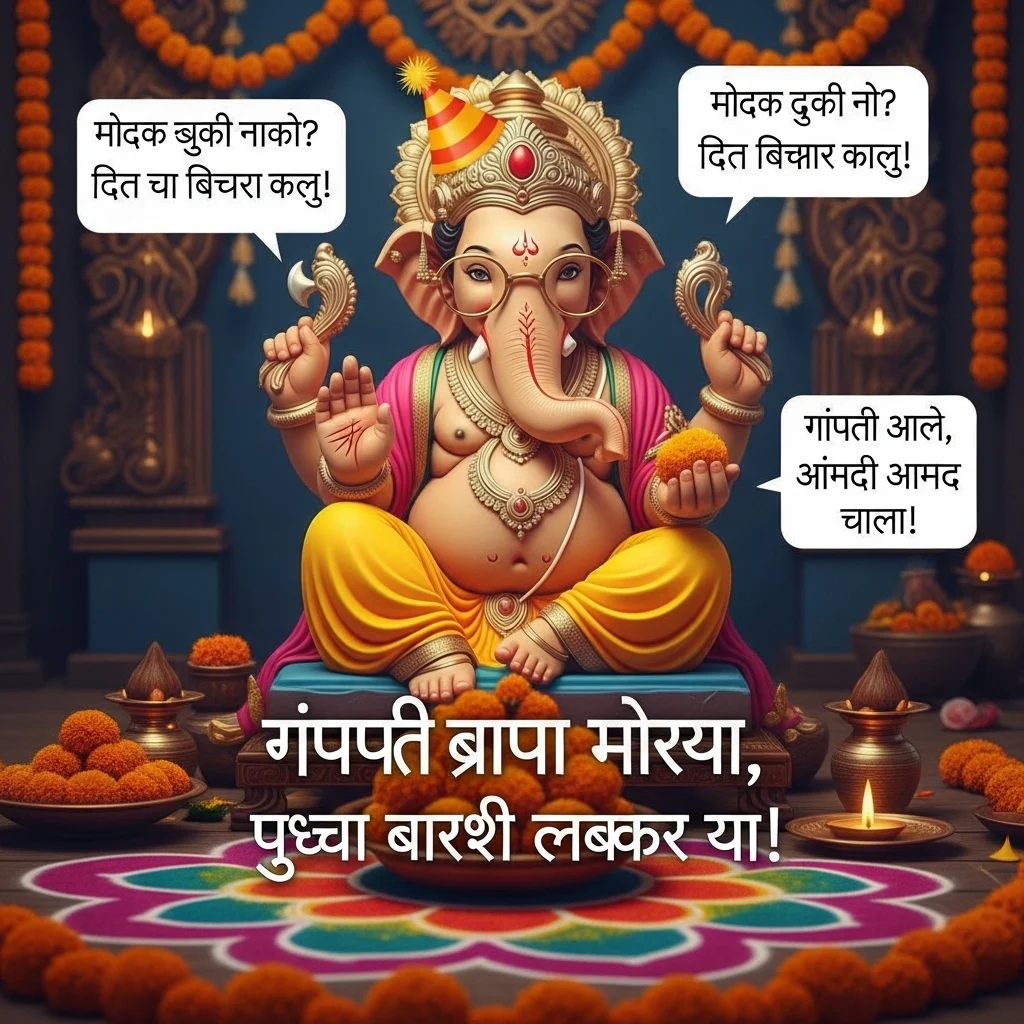 Funny Ganpati Captions in Marathi