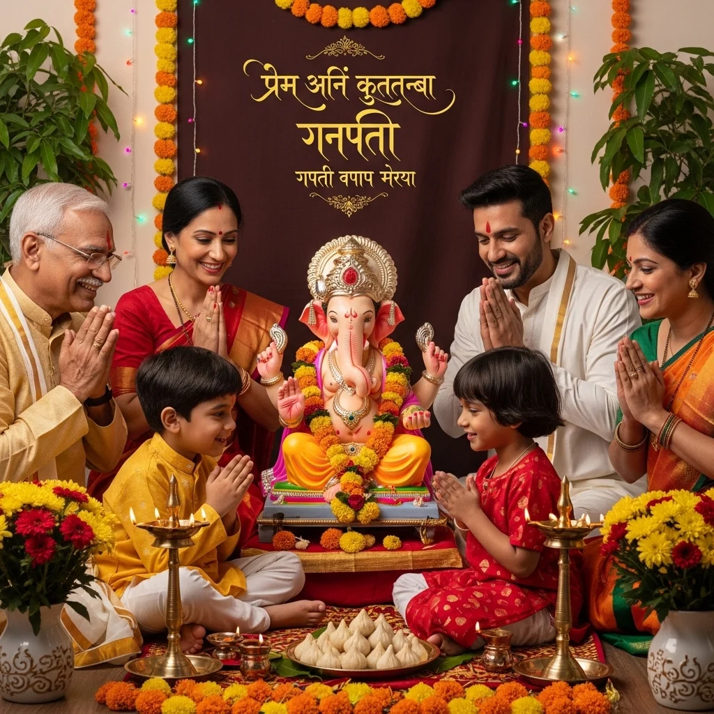 Love & Family Ganpati Captions in Marathi