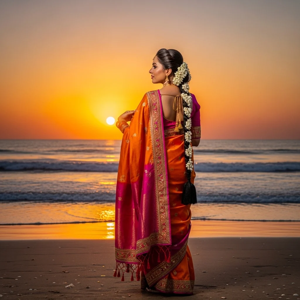 Sunset Captions for Traditional Outfit Photos