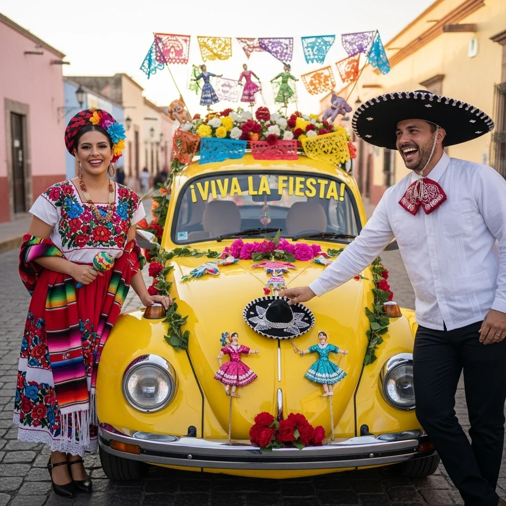 Traditional Outfit & Festive Car Captions