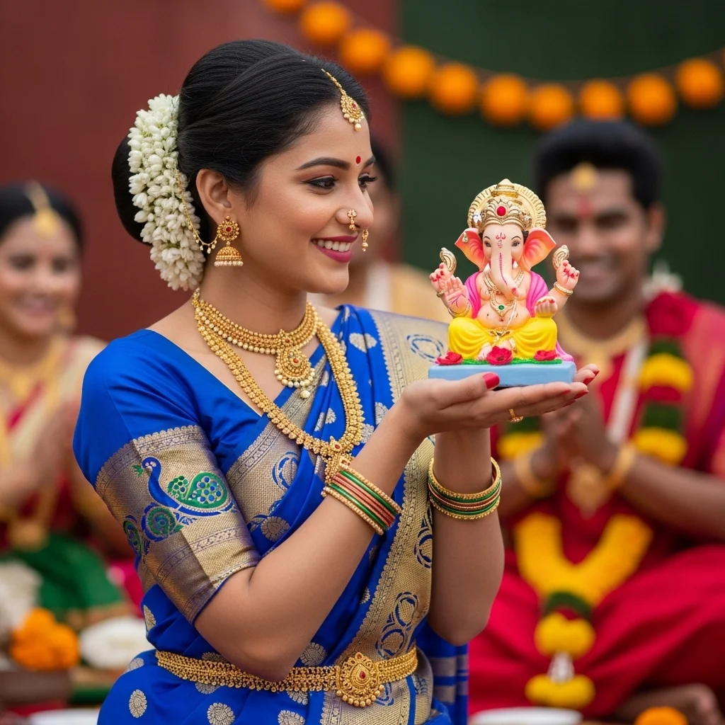 ЁЯСЧ Traditional Outfit Ganpati Captions (Marathi Style)