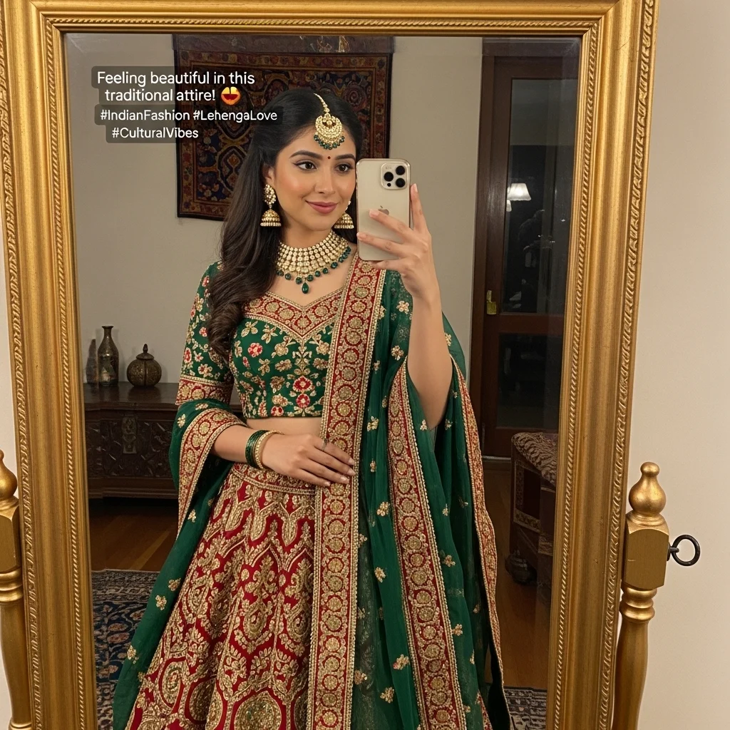 Traditional Outfit Mirror Selfie Captions