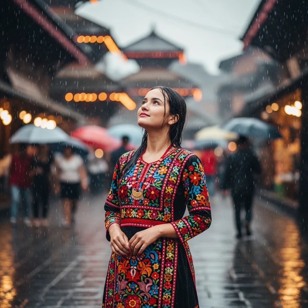 Traditional Outfit Rain Captions for Instagram