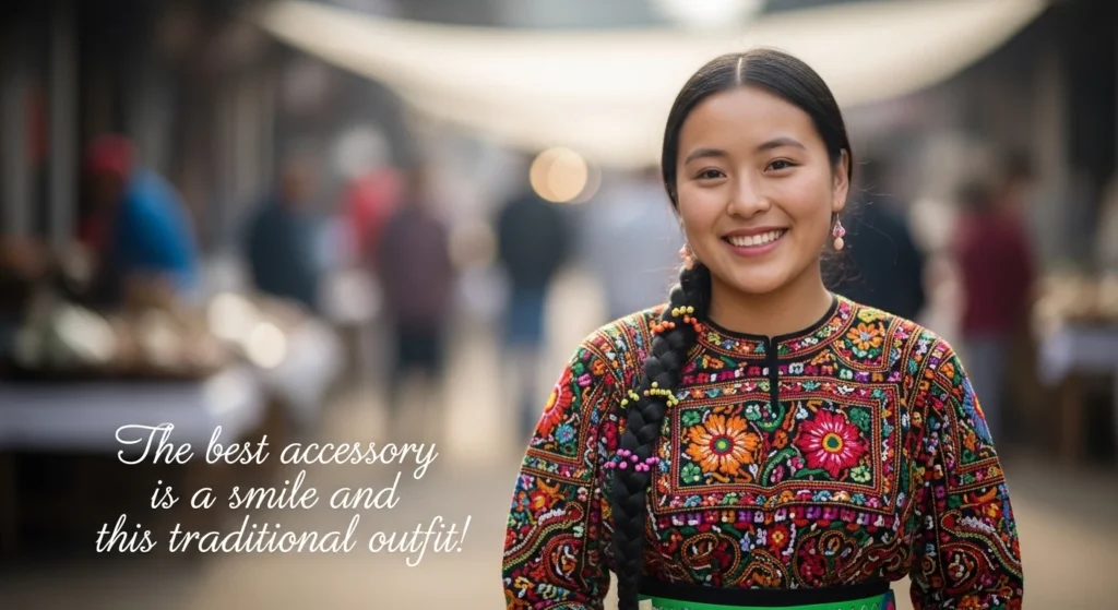 Traditional Outfit Smile Captions