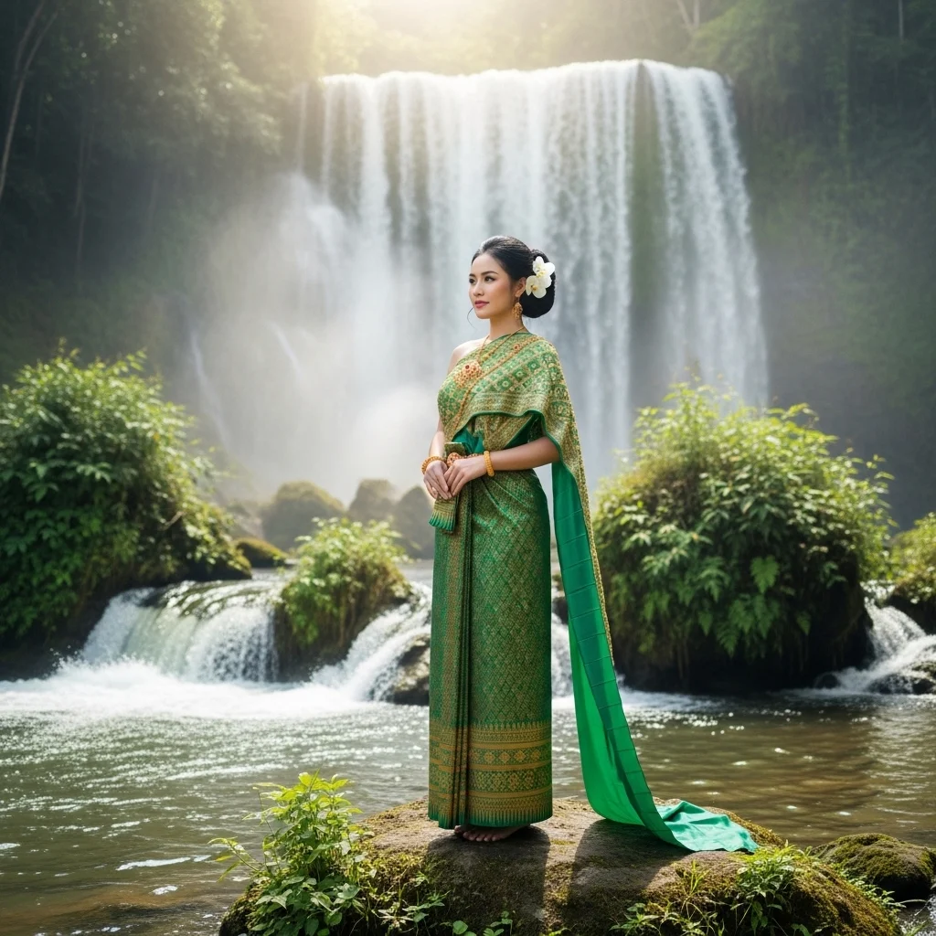Traditional Outfit Waterfall Captions