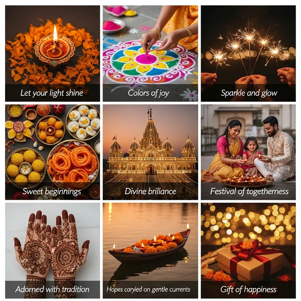 Aesthetic Captions for Diwali