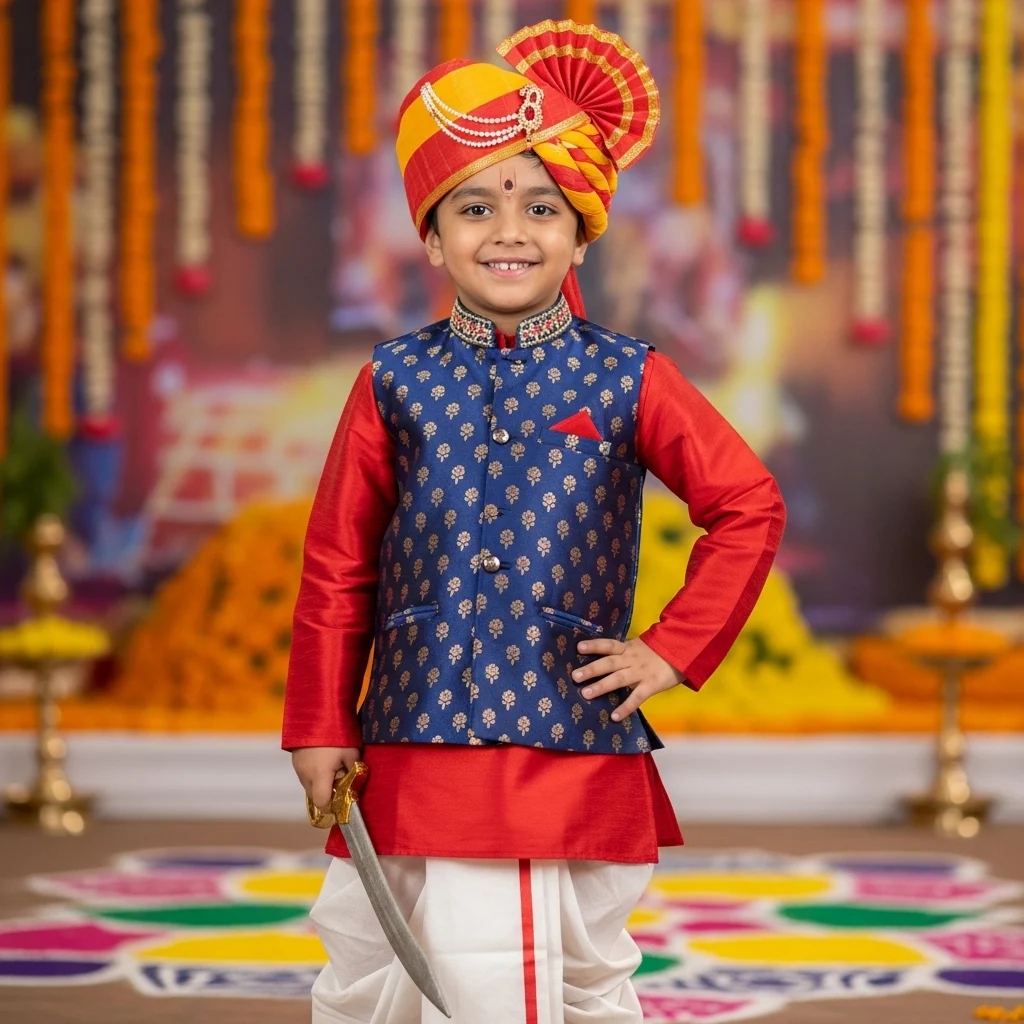 Traditional Outfit Captions for Boys Marathi
