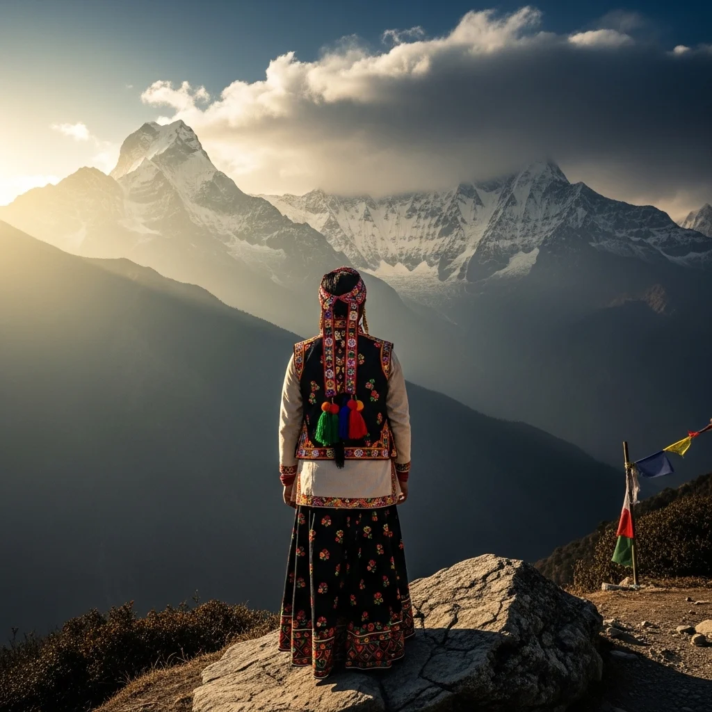 Traditional Outfit Mountain Captions