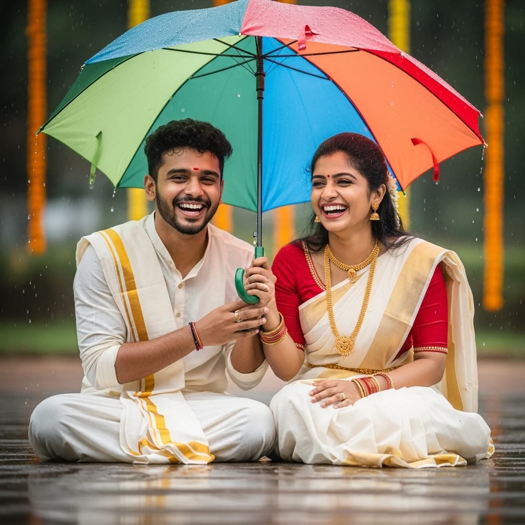 Traditional Outfit Rain Captions for Festive Posts