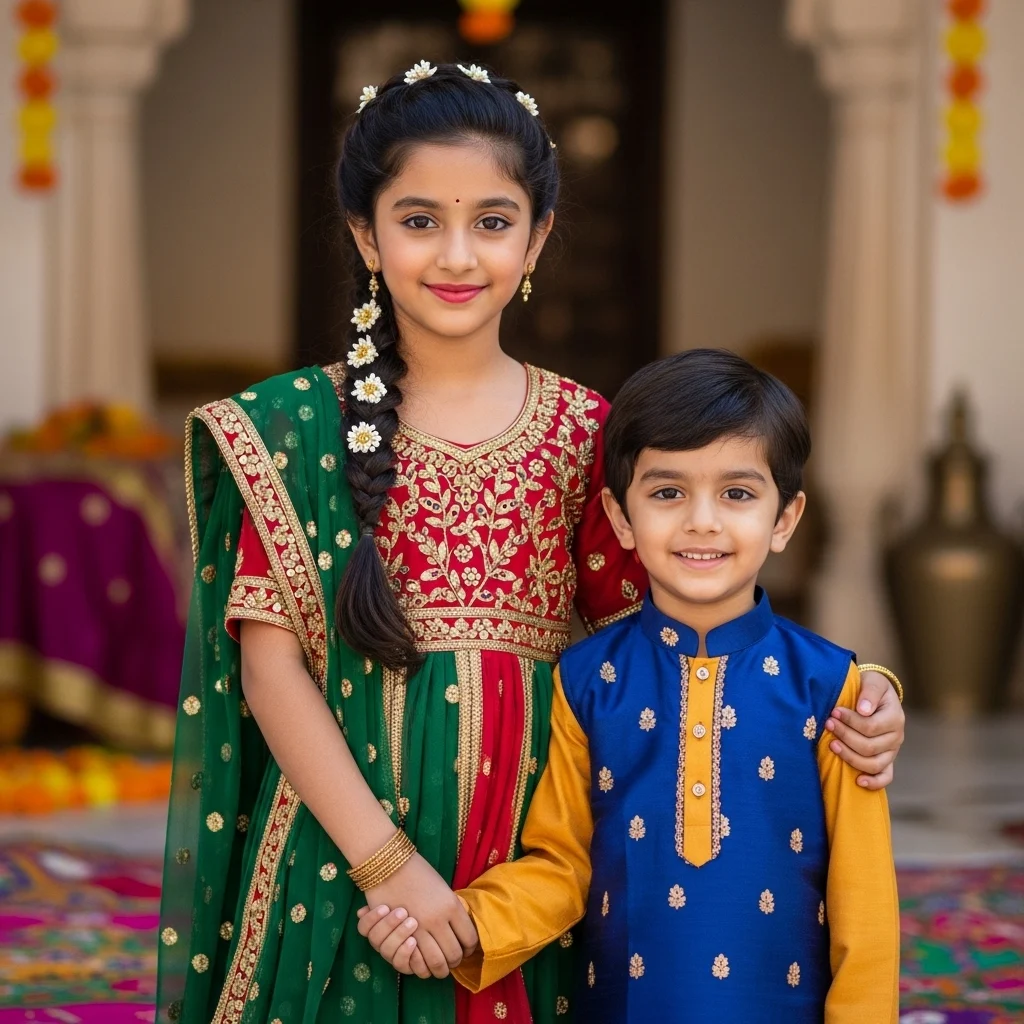 Traditional Outfit Siblings Captions