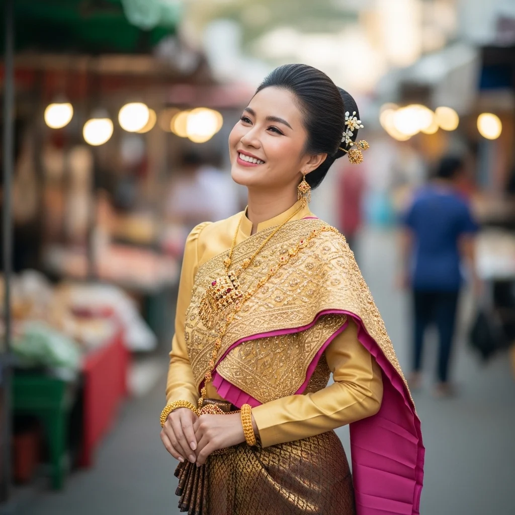 Traditional Outfit Smile Captions