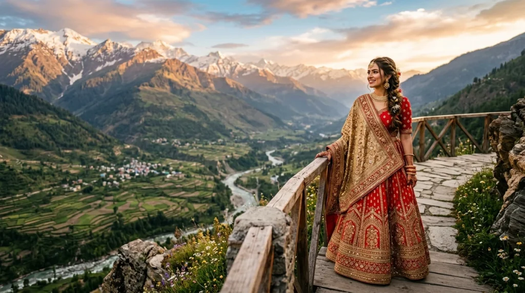 Traditional Outfit Captions with Scenic Views