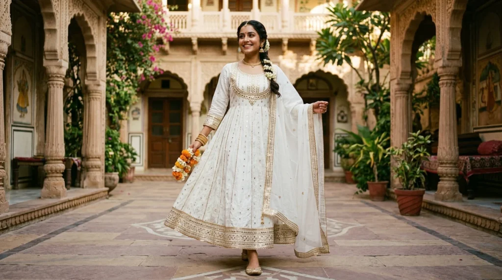 Traditional Outfit White Dress Captions