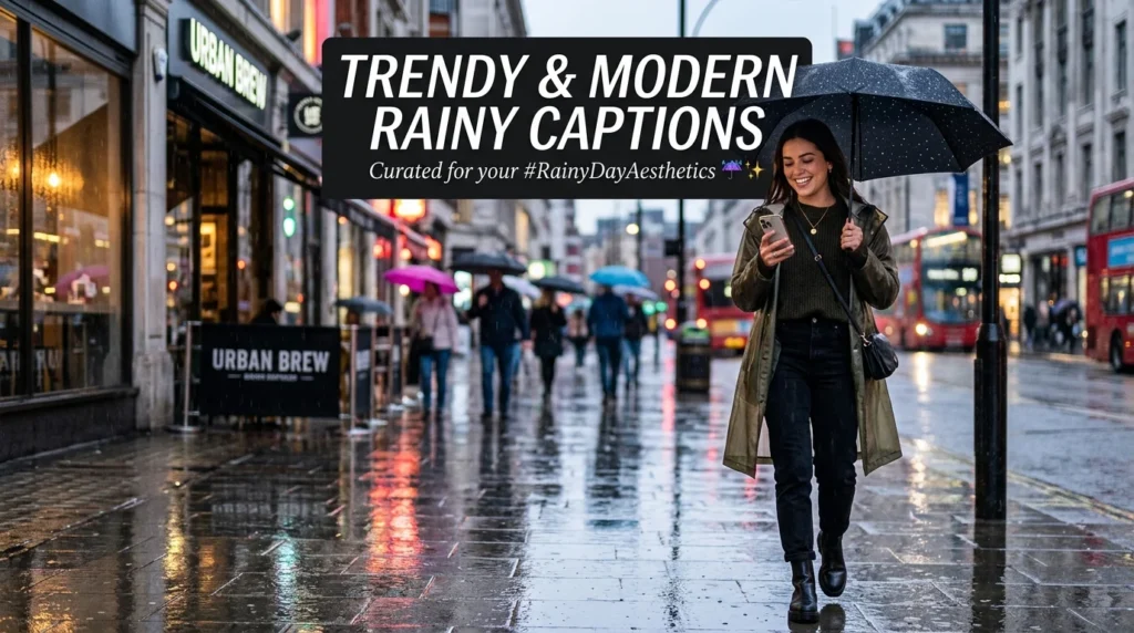 Trendy & Modern Rainy Captions (2026 Style)