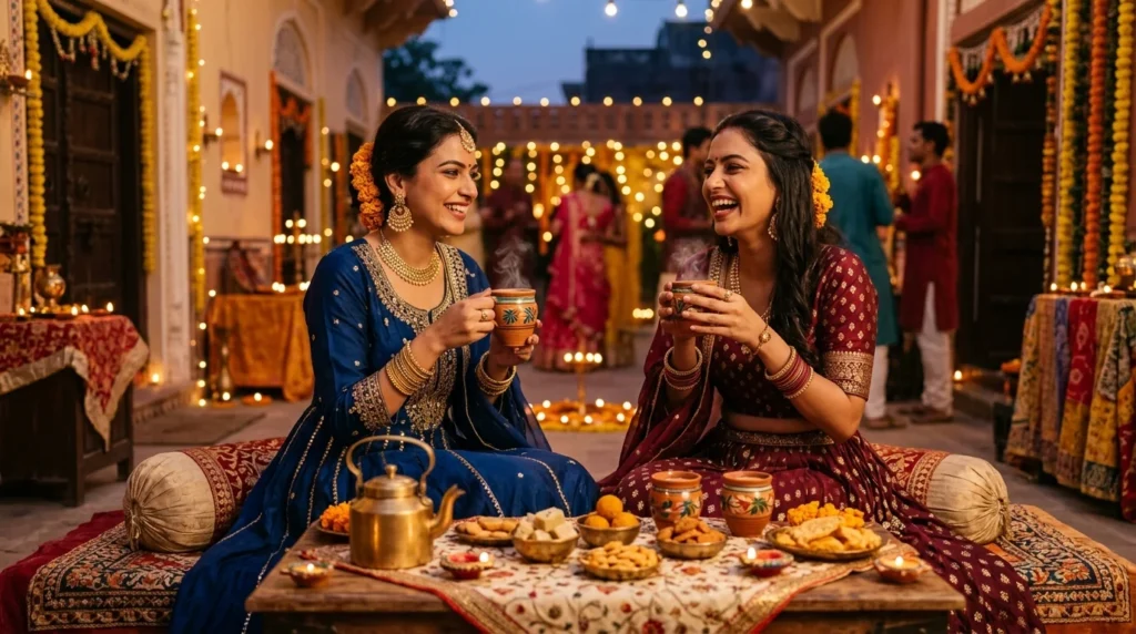 Traditional Outfit and Festive Chai Captions