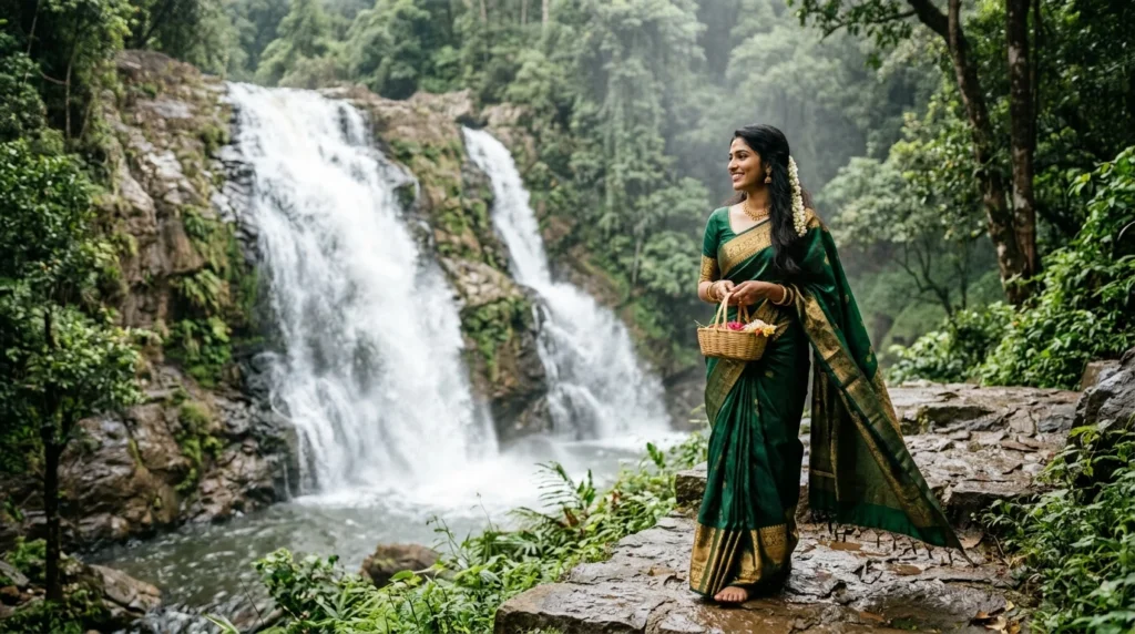 Traditional Outfit Waterfall Captions