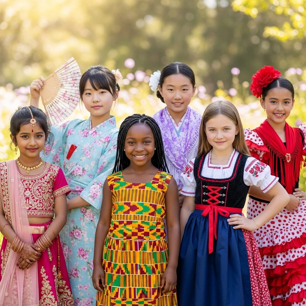 Traditional Dress Captions for Girls